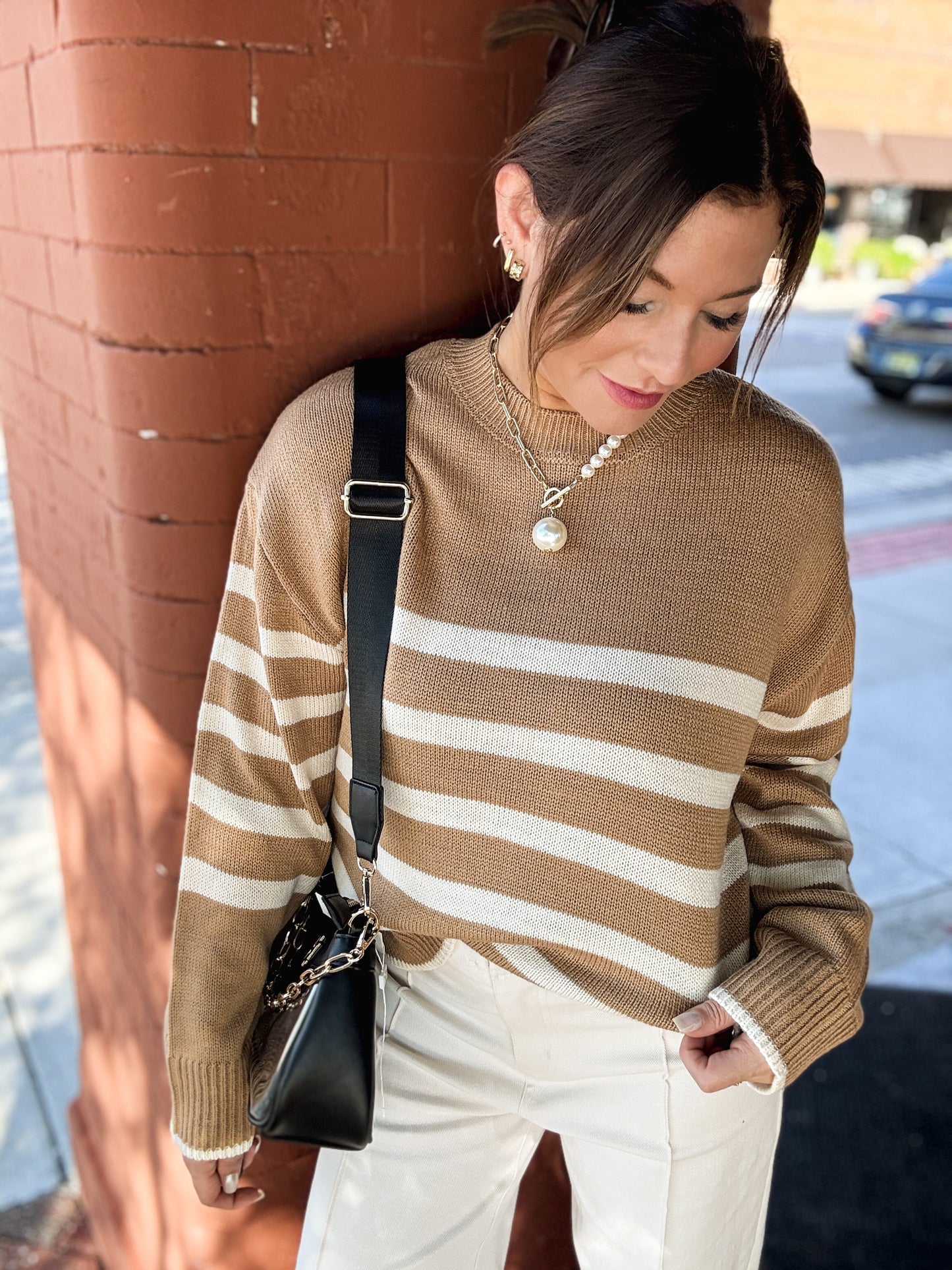 Toffee Stripe Knit Sweater
