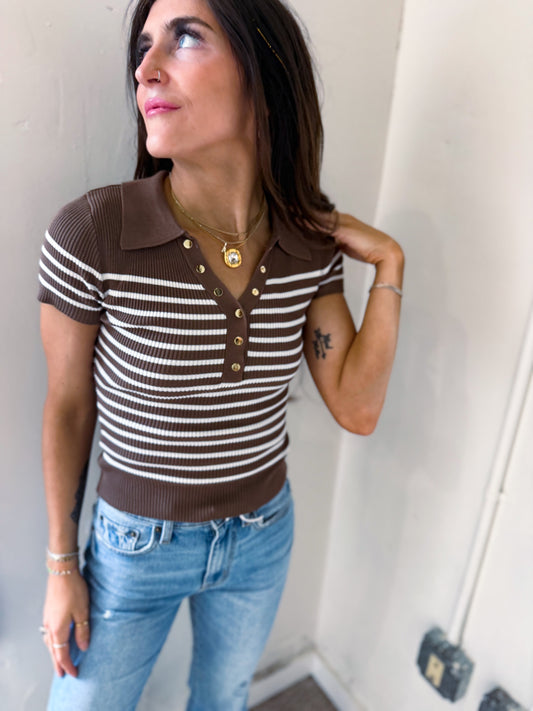 Espresso Stripe Polo