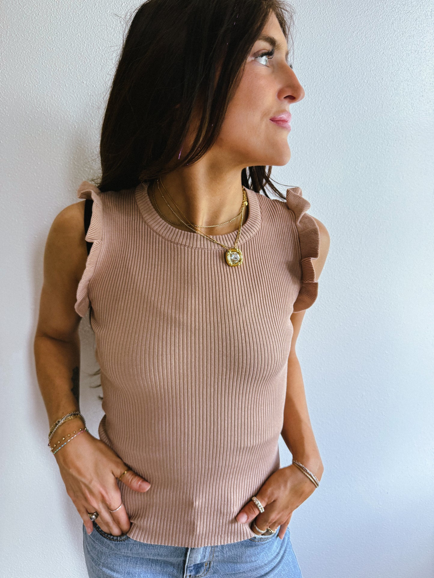 Ruffle Sleeve Tanks