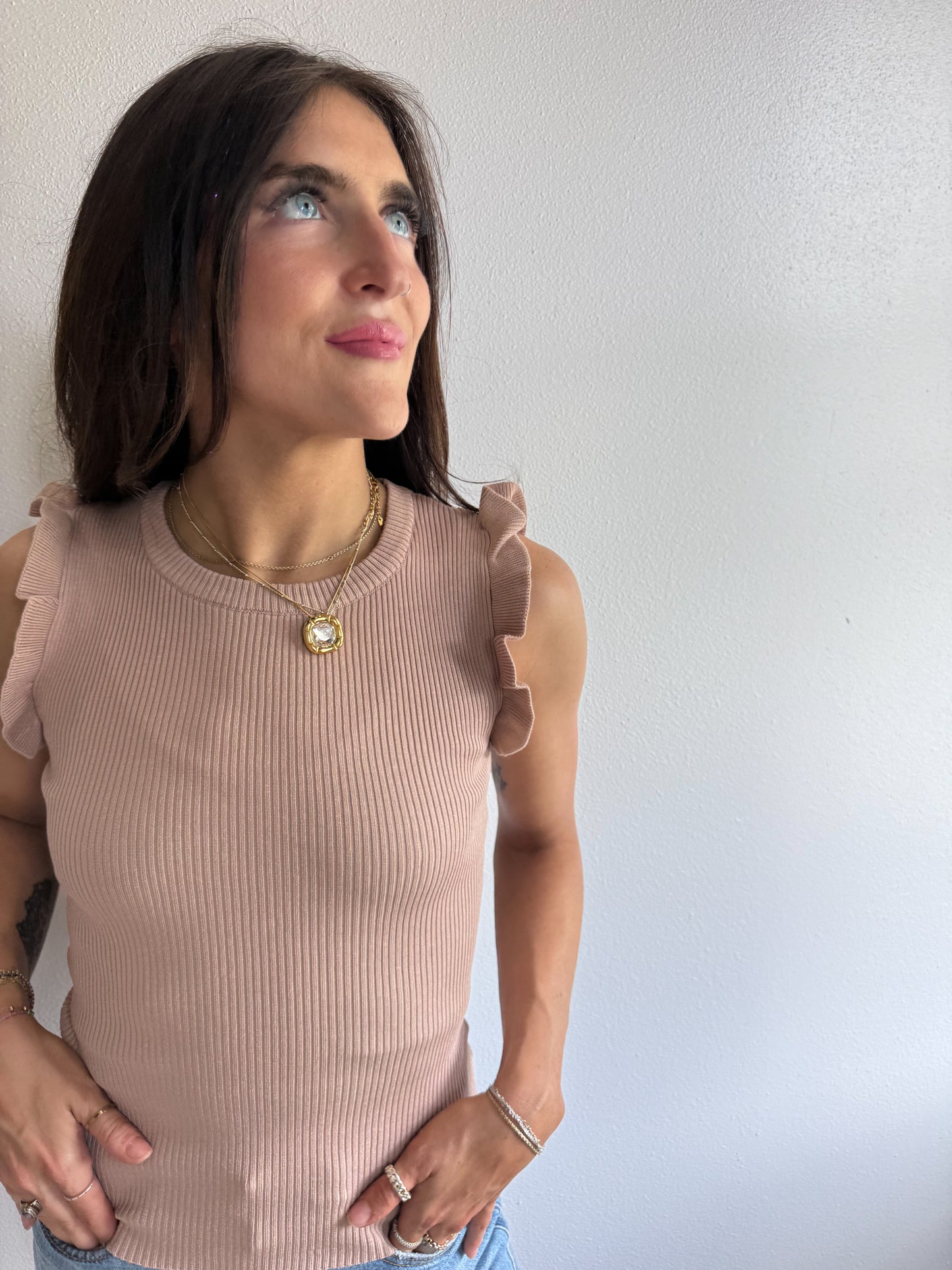 Ruffle Sleeve Tanks