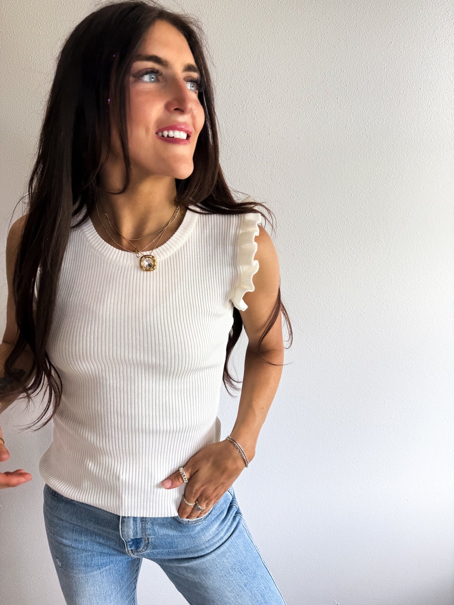 Ruffle Sleeve Tanks