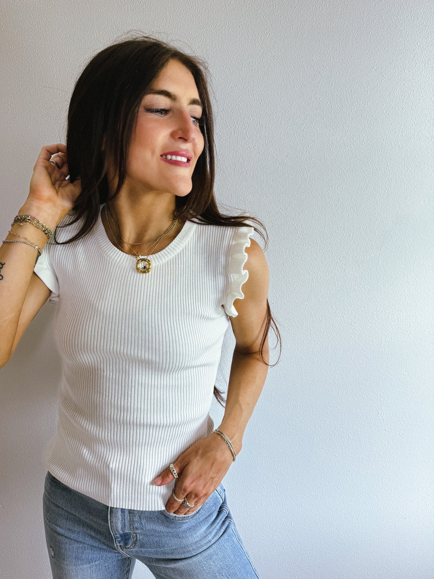 Ruffle Sleeve Tanks