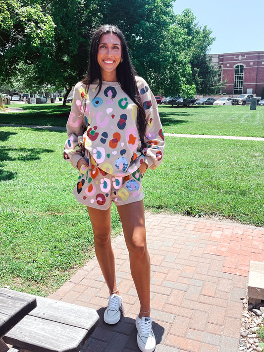 Tan Multi Leopard Sweatshirt