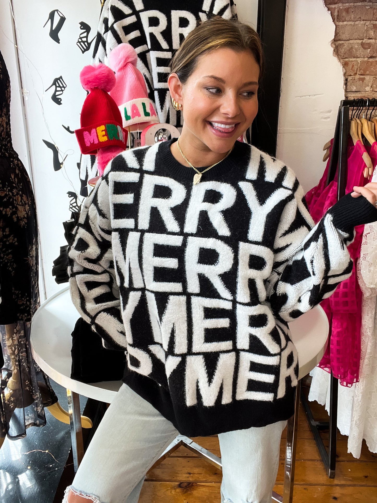 Black & White MERRY Sweater