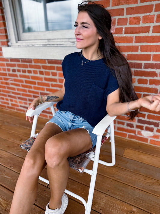 Navy Sweater Top