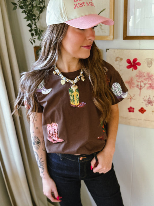 Brown Cowboy Boot Tee