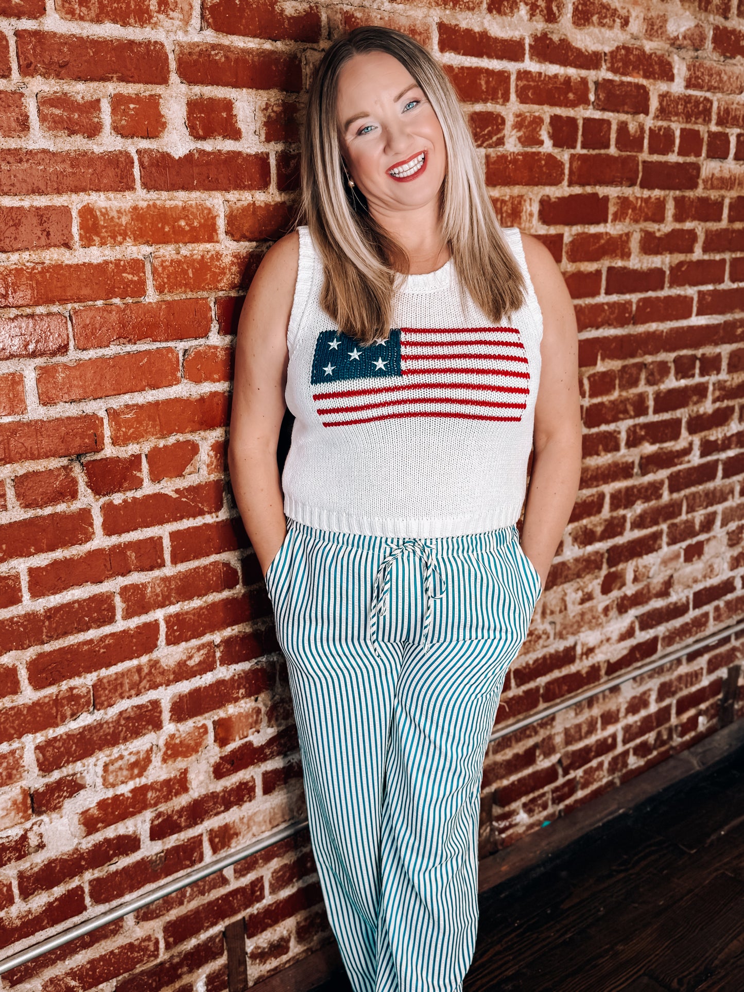 American Flag Graphic Sweater Tank