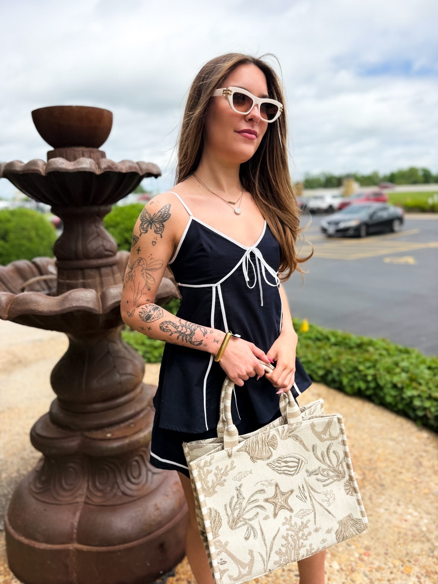 Erin Navy Linen Set