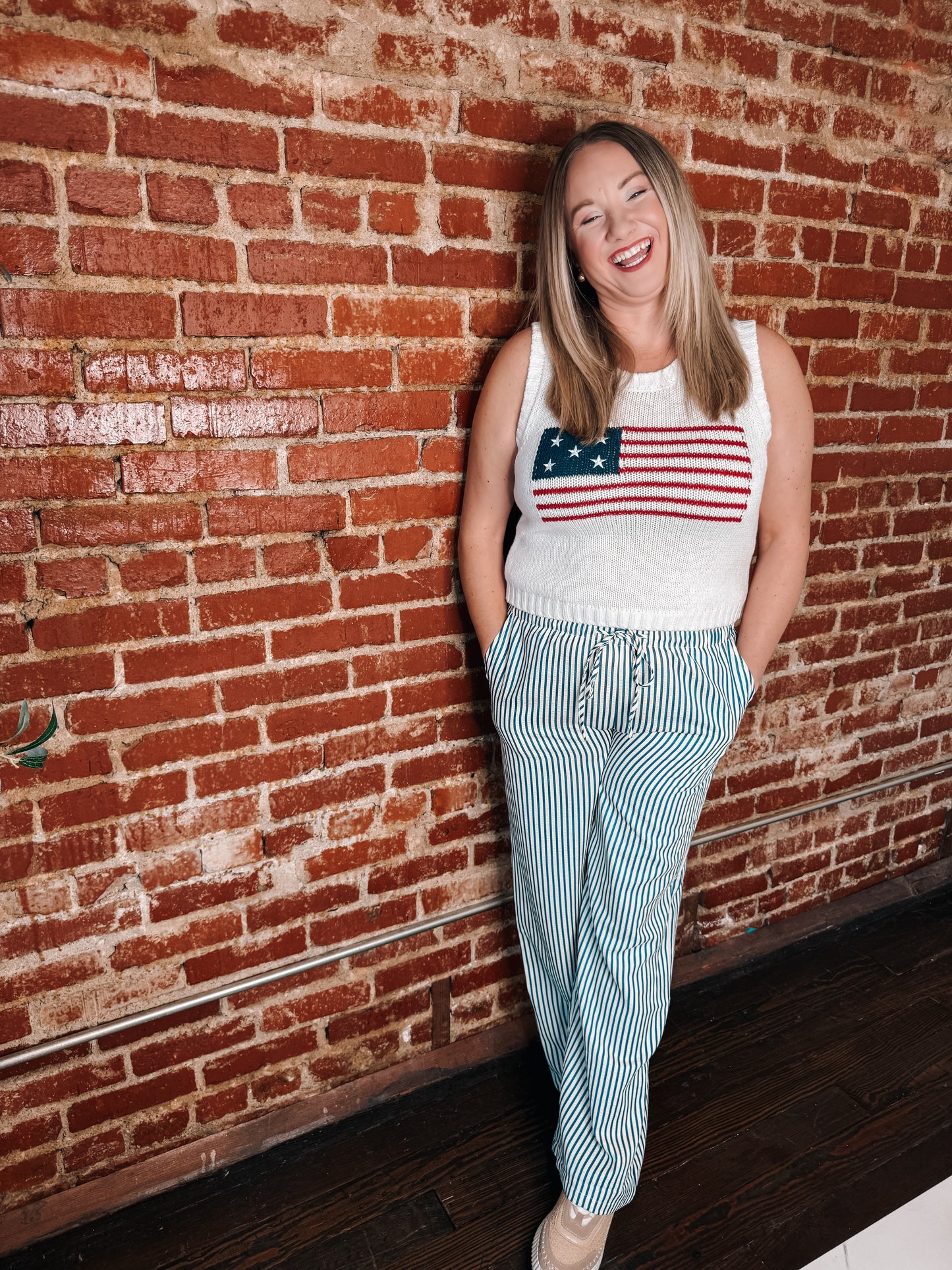 American Flag Graphic Sweater Tank