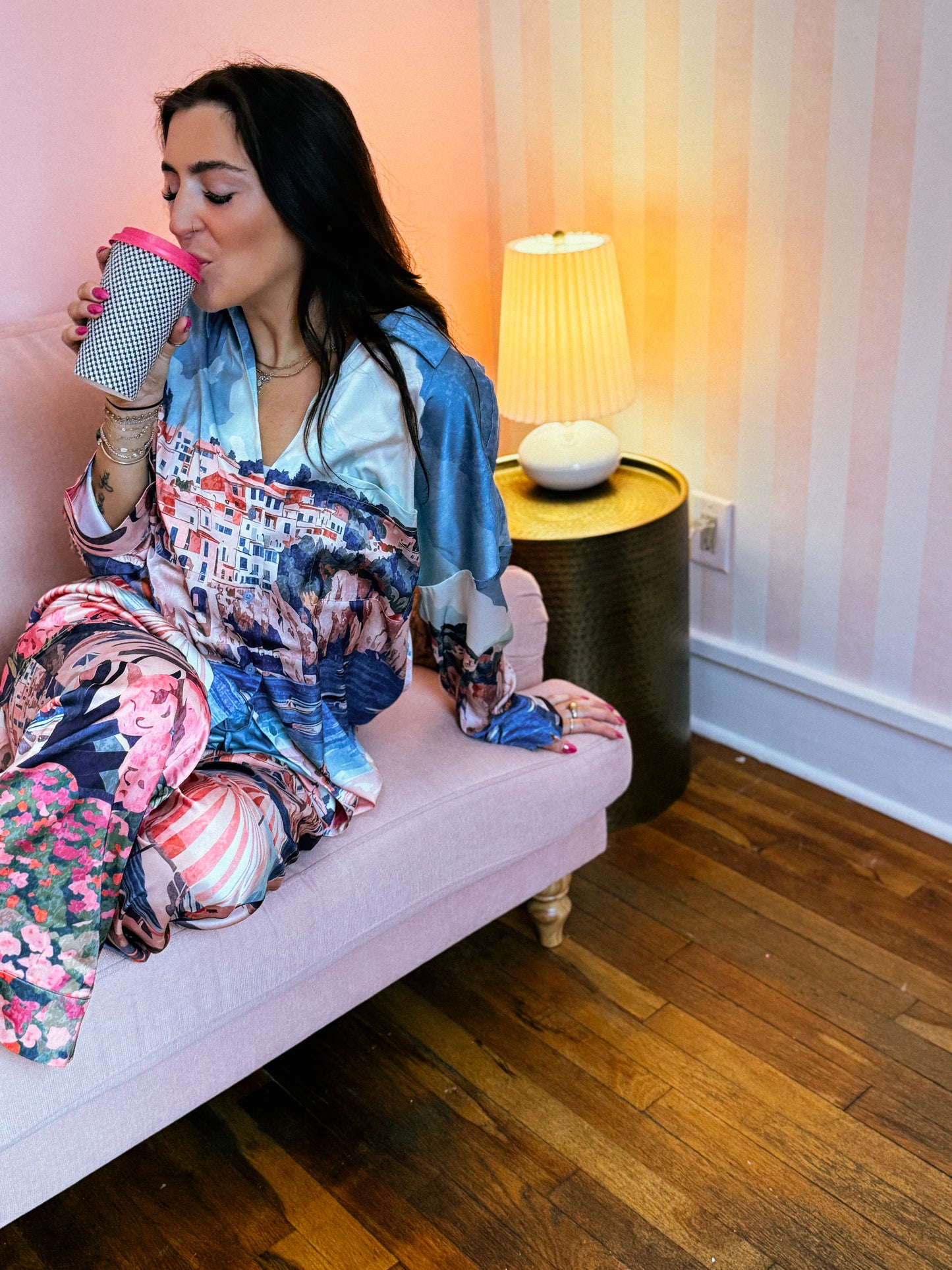 Oasis Beach Club Overslept Silky PJ Set