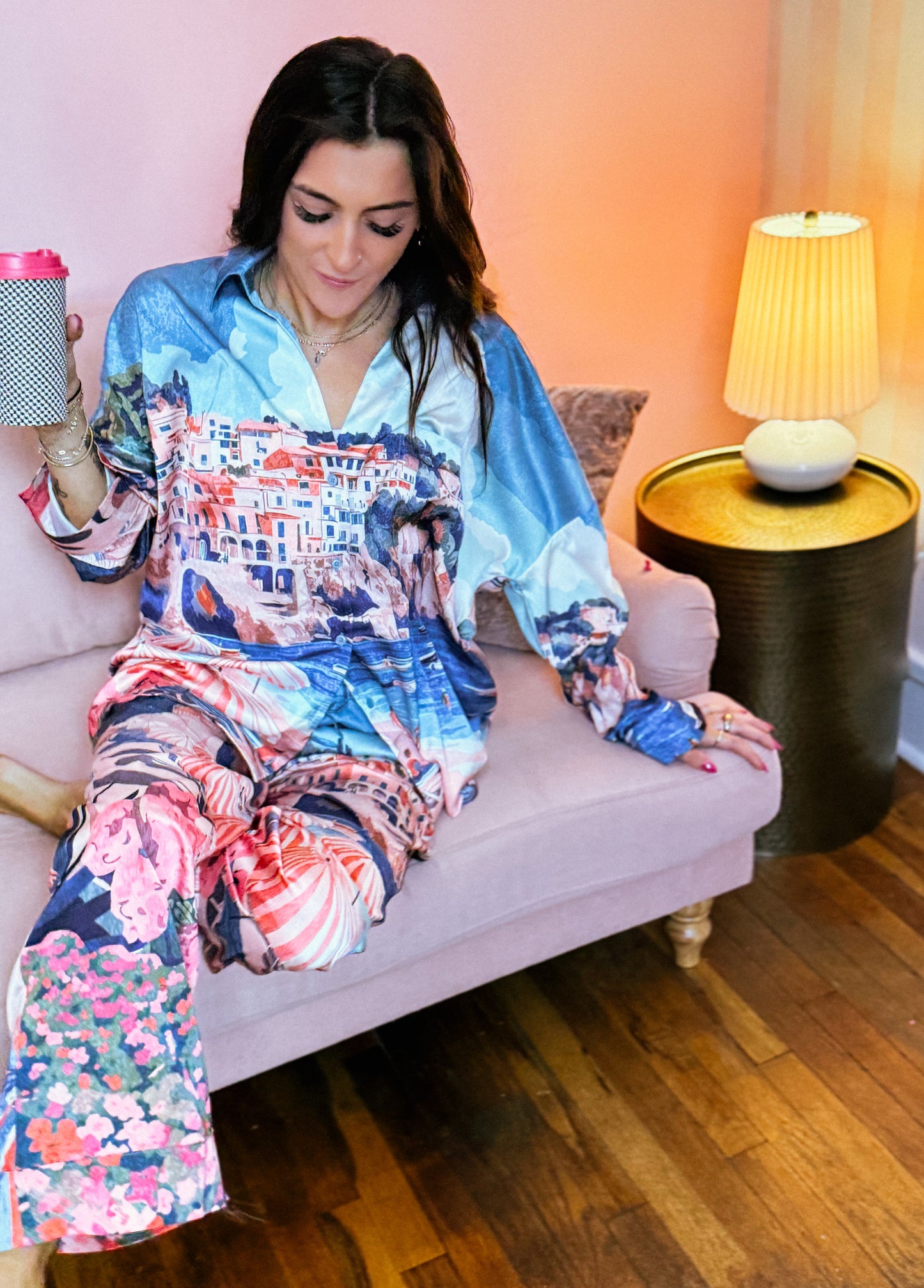 Oasis Beach Club Overslept Silky PJ Set