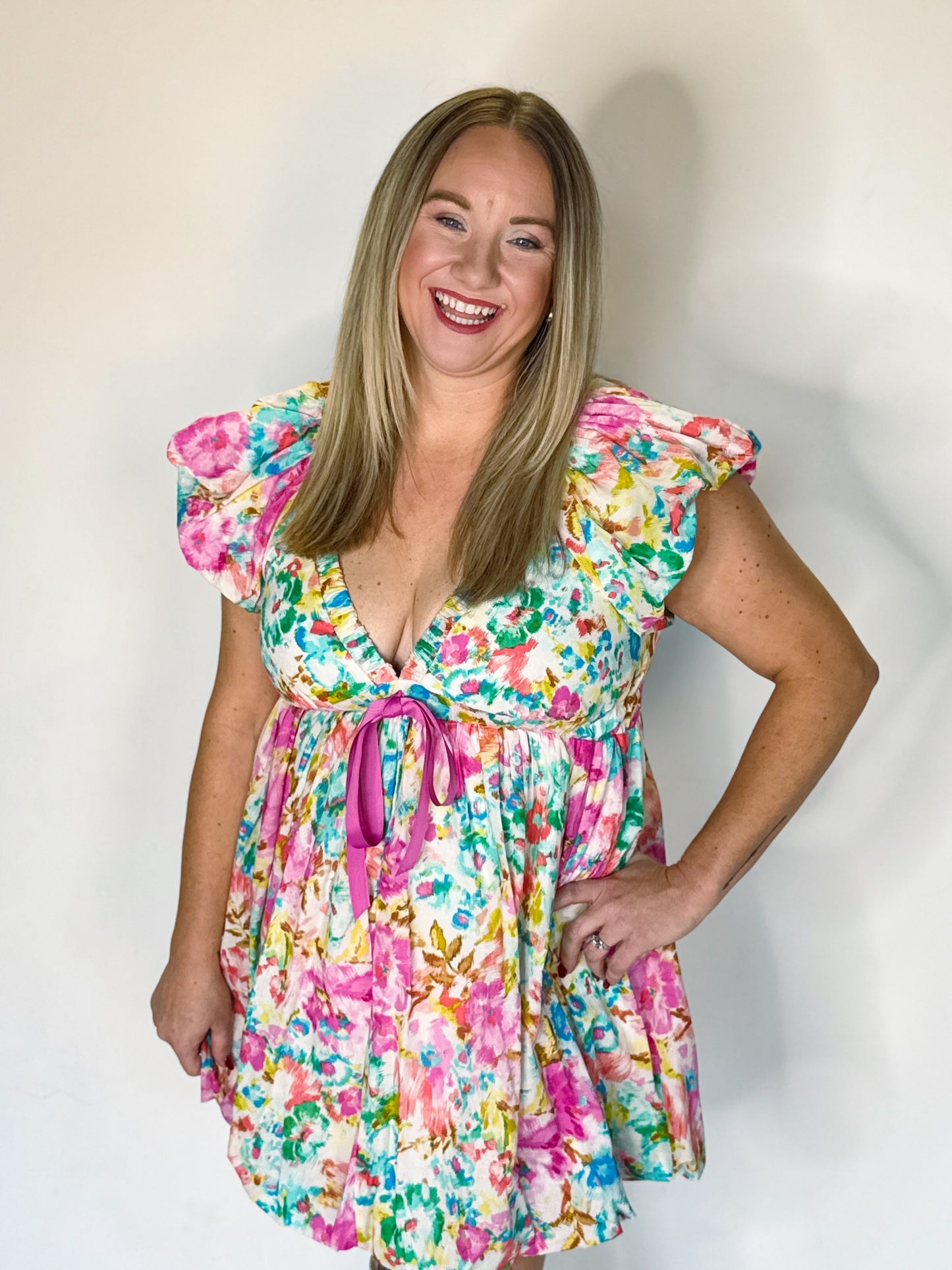 Aegean Garden Bloom Mini Dress