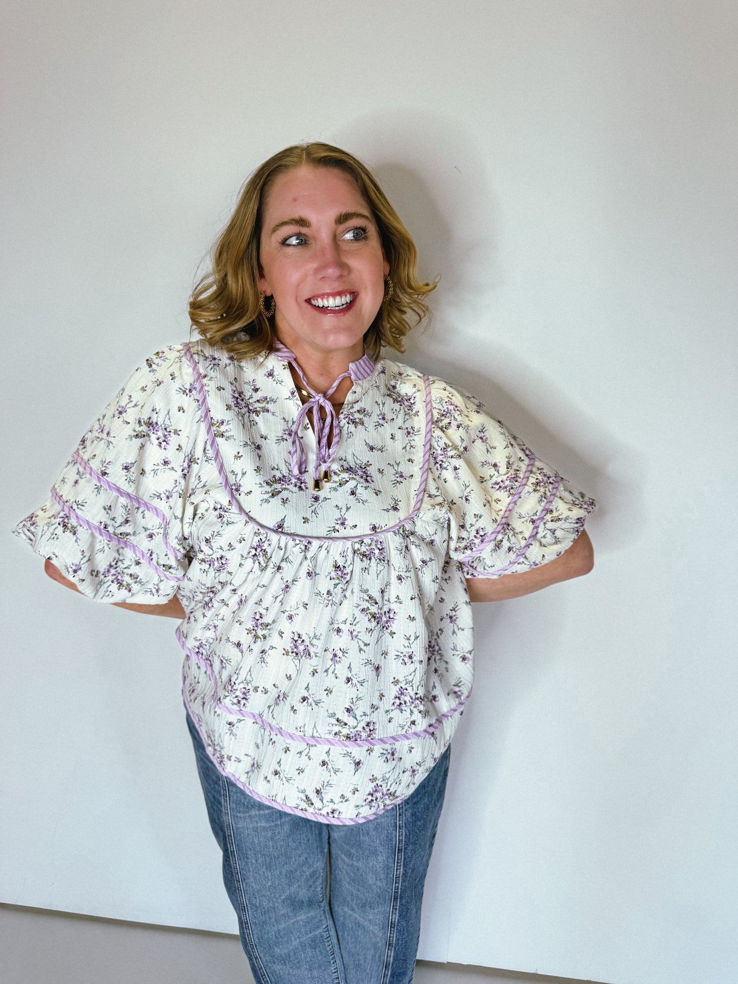 Cottage Core Lilac Blouse