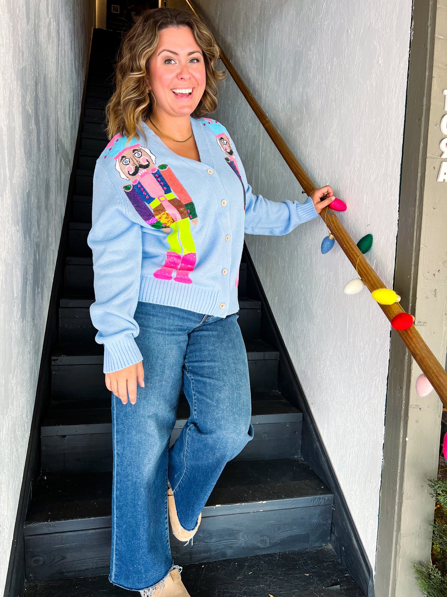 Powder Blue & Neon Nutcracker Cardigan