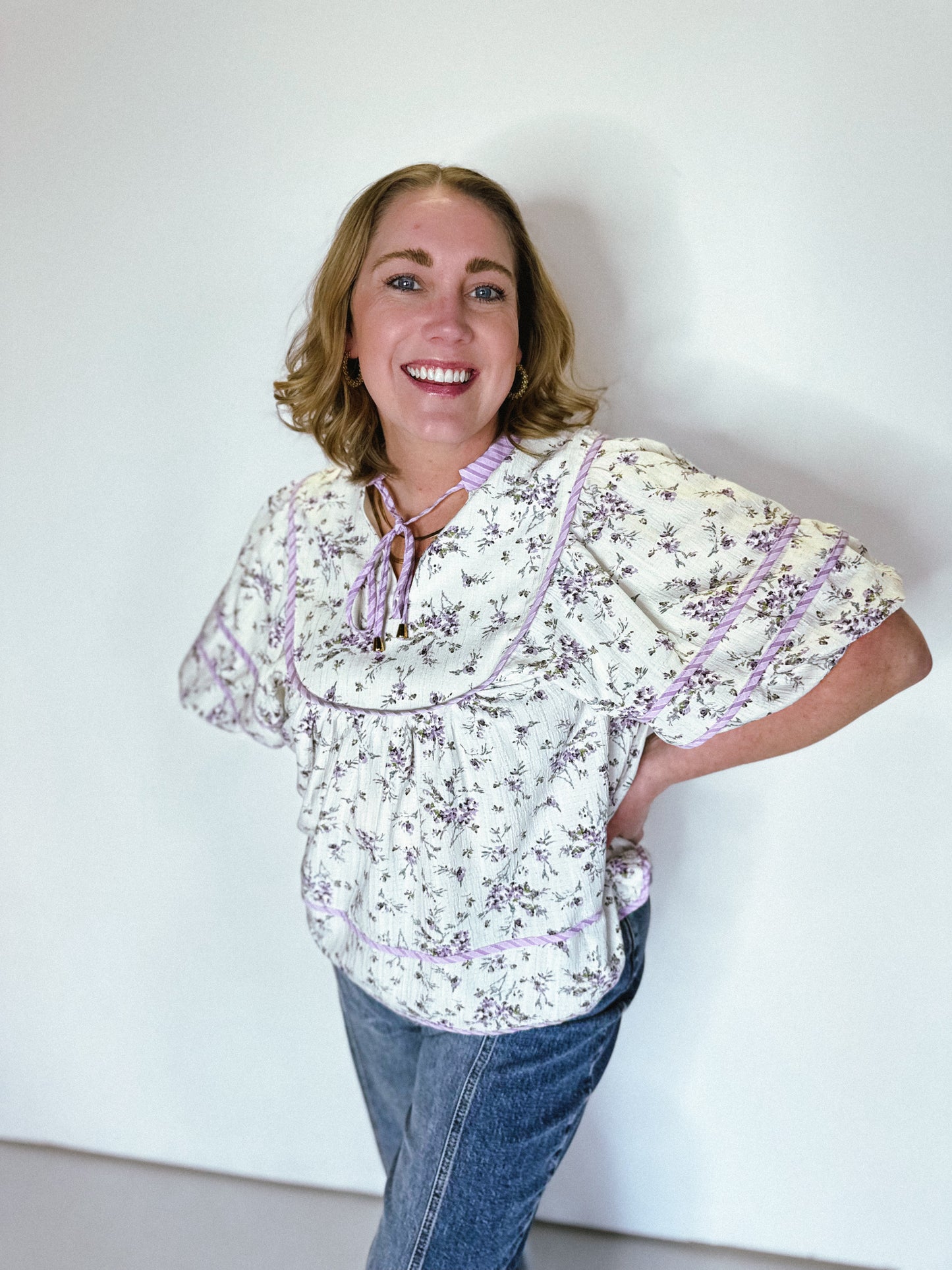 Cottage Core Lilac Blouse