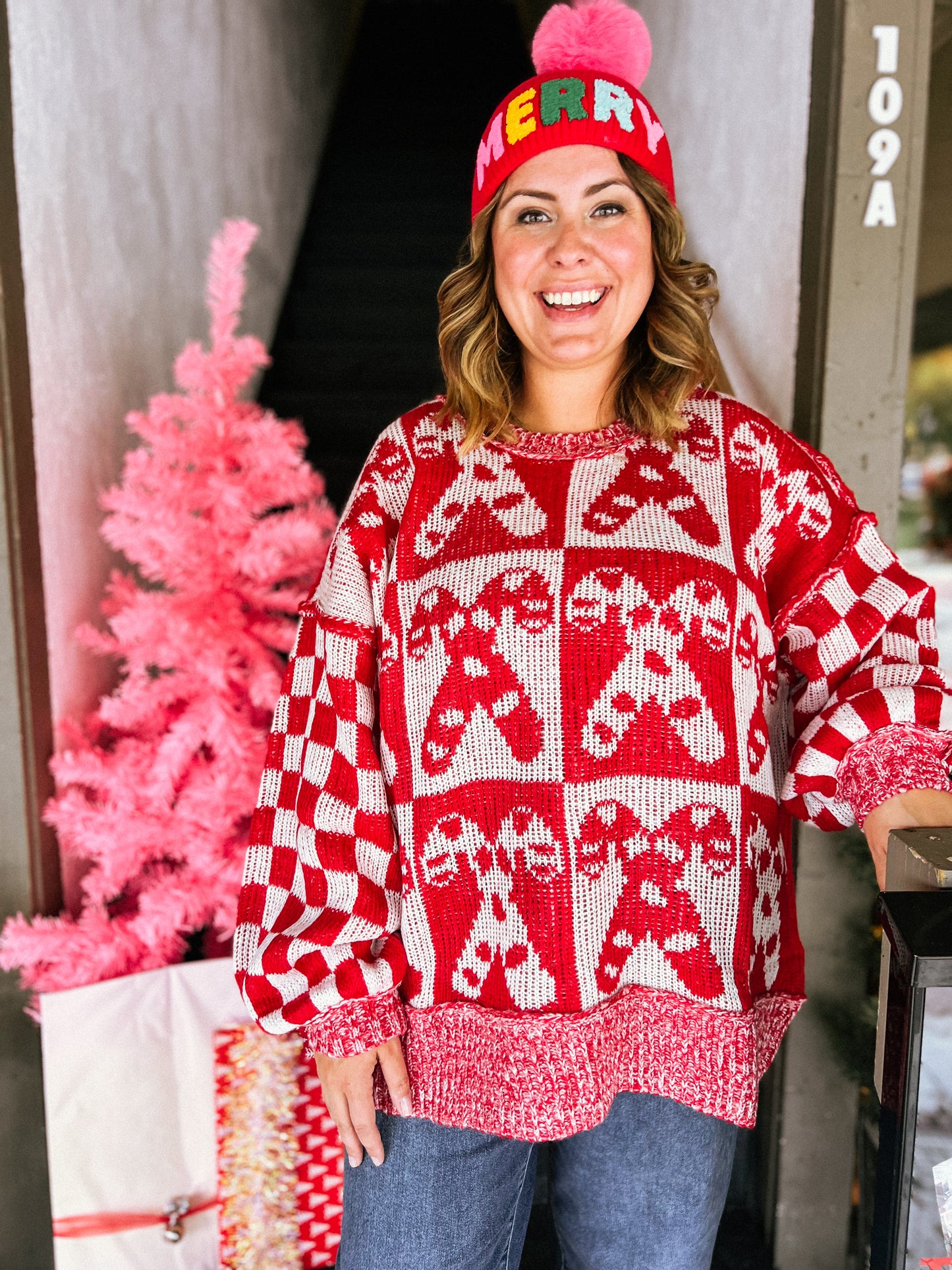 Candy Cane Oversized Sweater