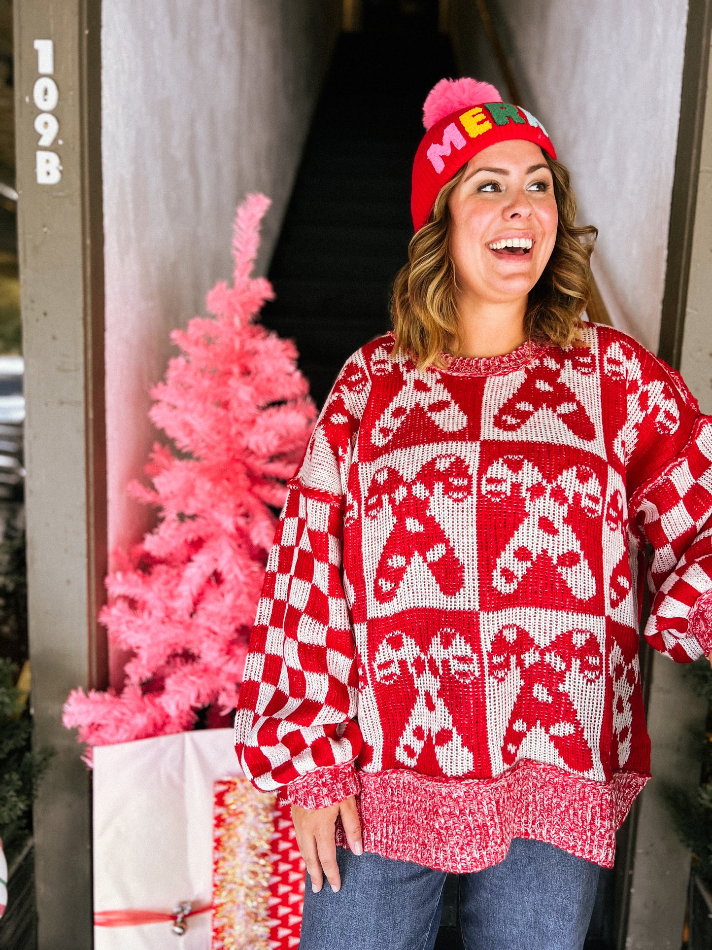 Candy Cane Oversized Sweater