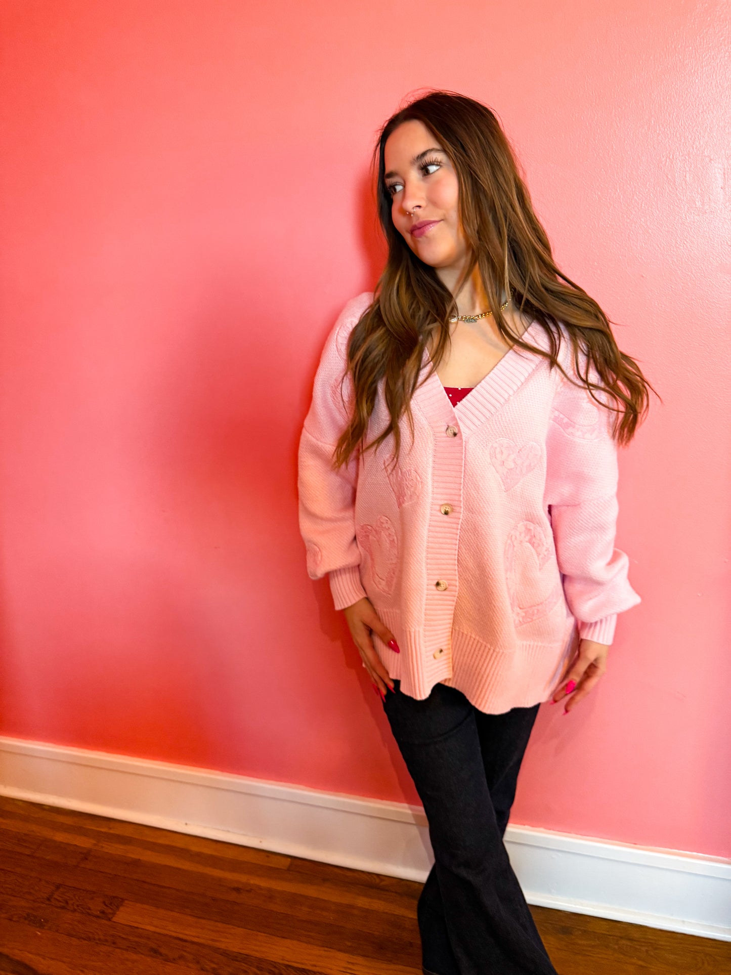 Sweetheart Knit Oversized Cardigan