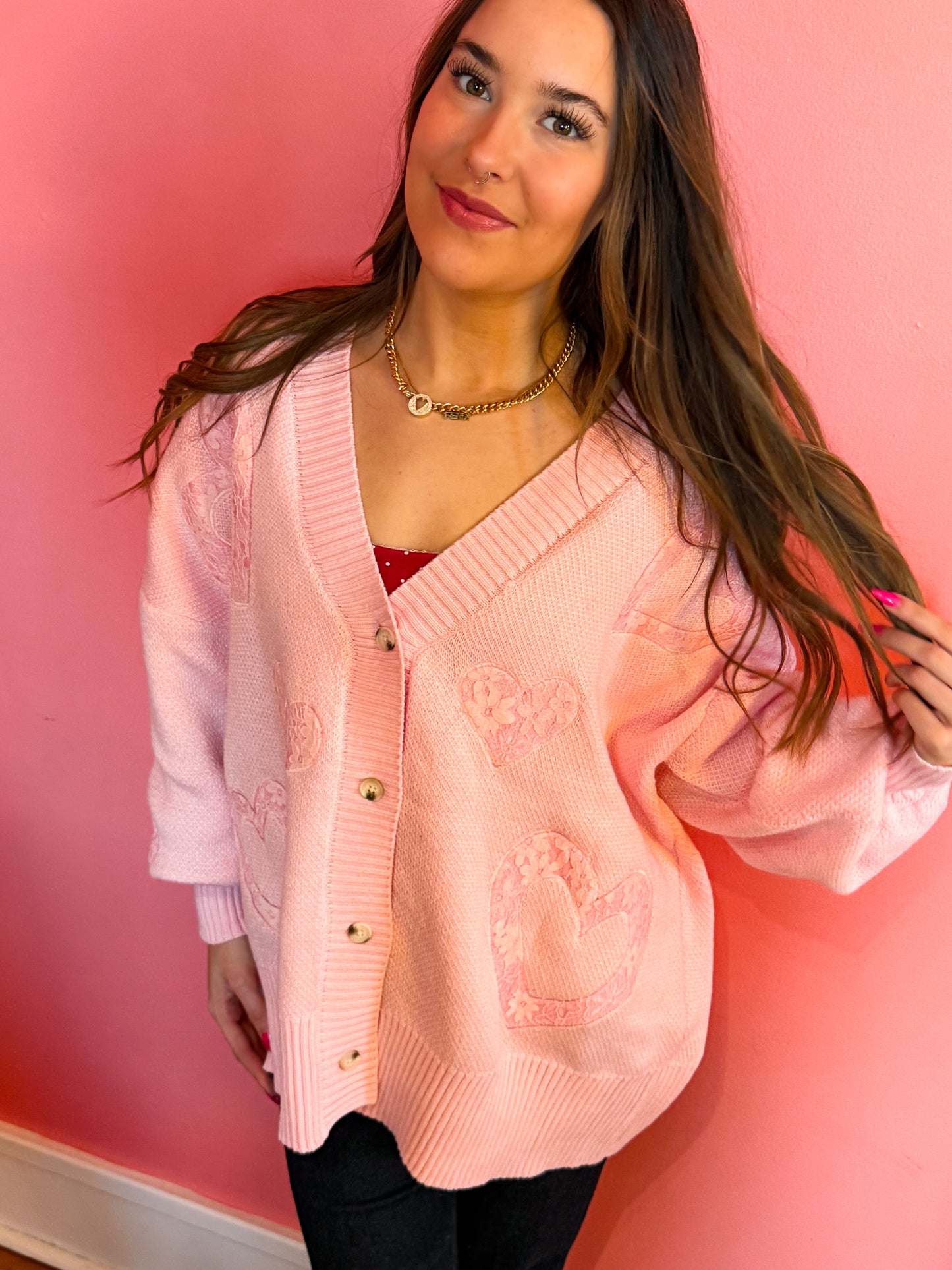 Sweetheart Knit Oversized Cardigan