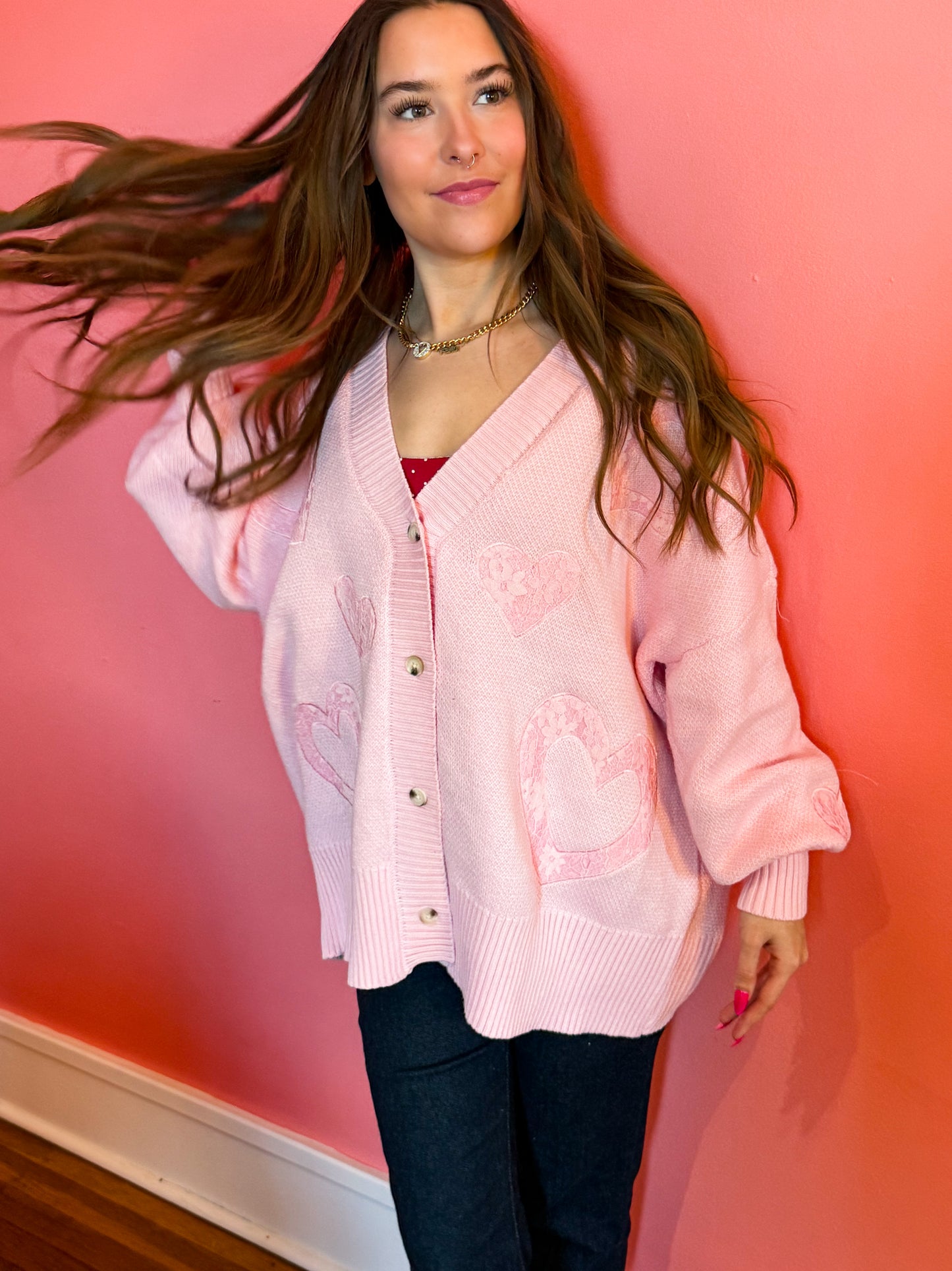 Sweetheart Knit Oversized Cardigan