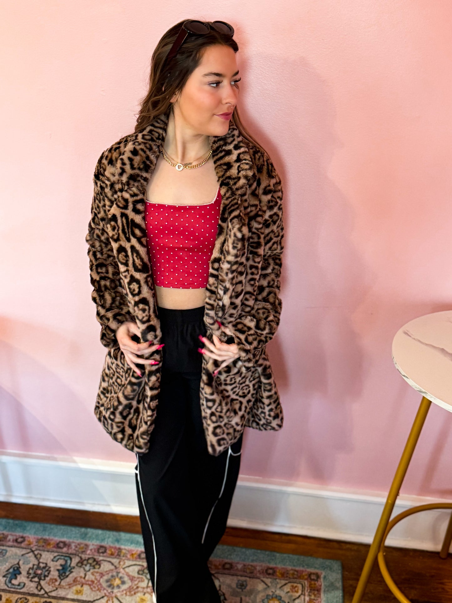 Midi Leopard Faux Fur Jacket