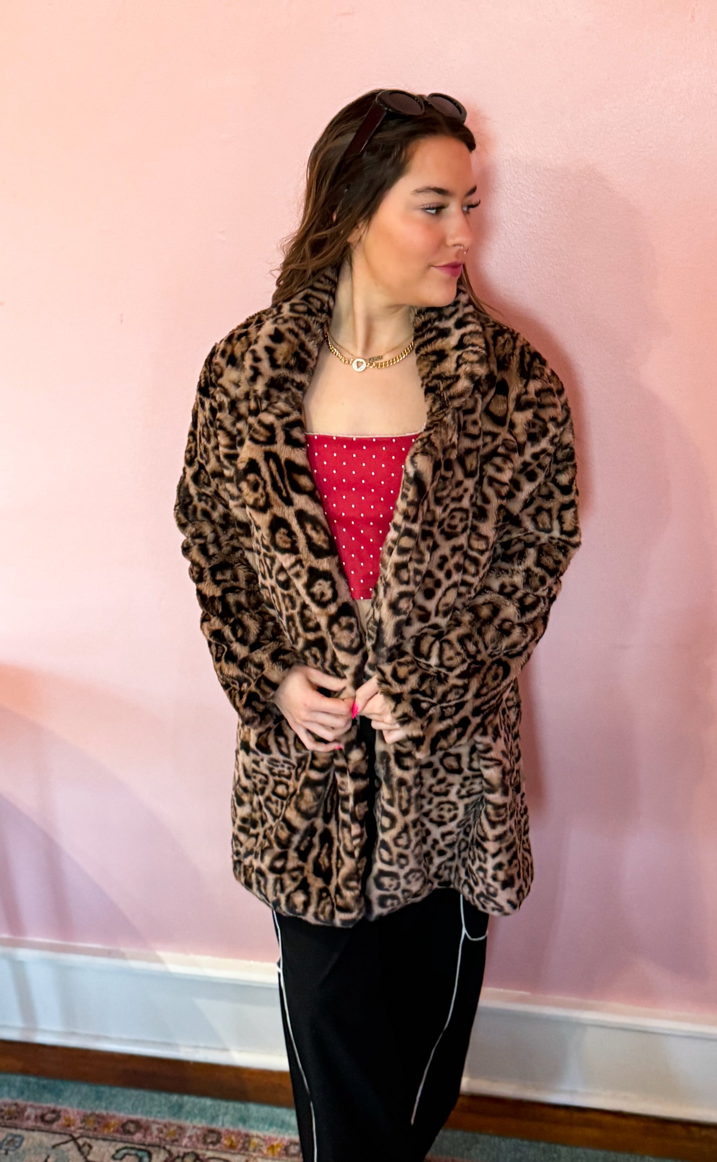 Midi Leopard Faux Fur Jacket