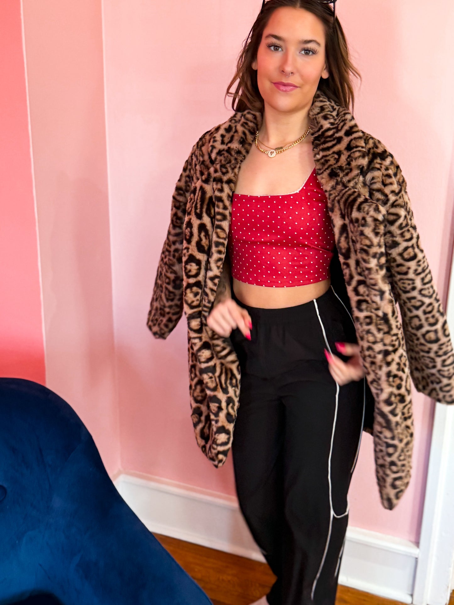 Midi Leopard Faux Fur Jacket