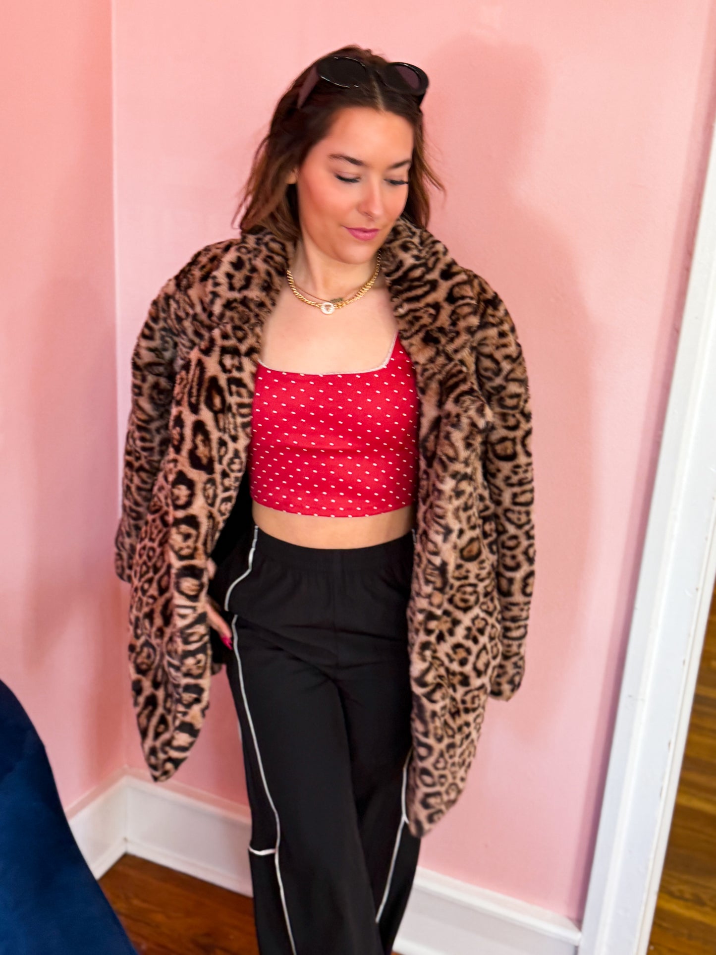 Midi Leopard Faux Fur Jacket