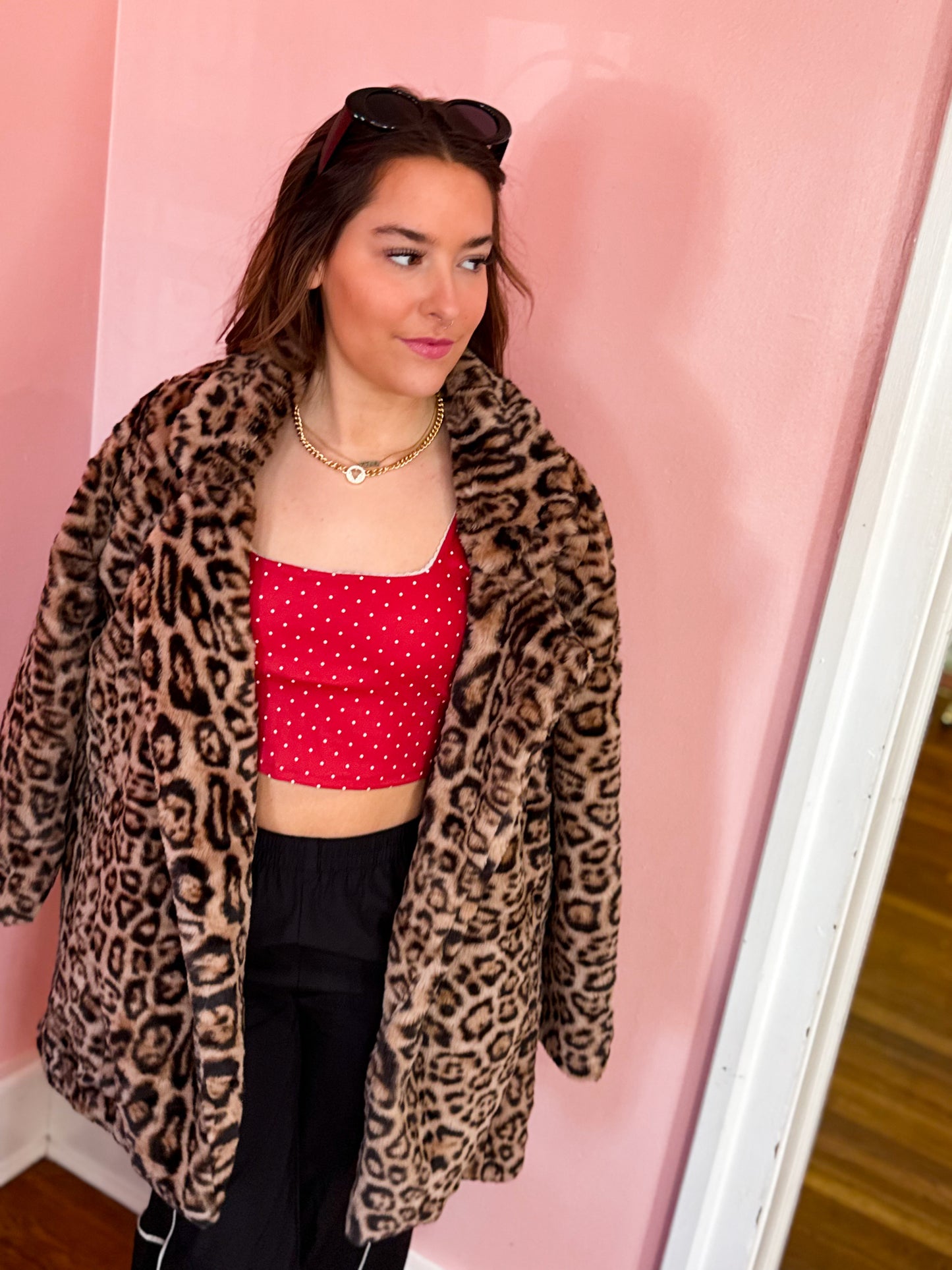 Midi Leopard Faux Fur Jacket
