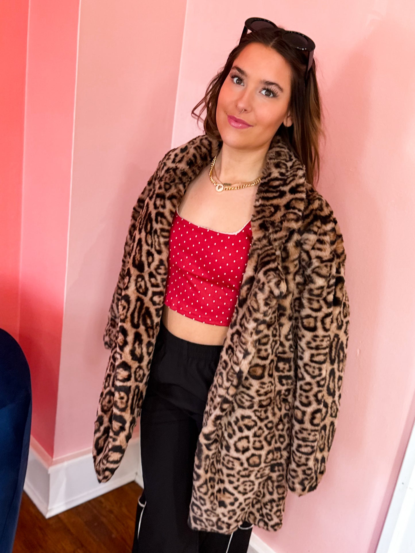 Midi Leopard Faux Fur Jacket
