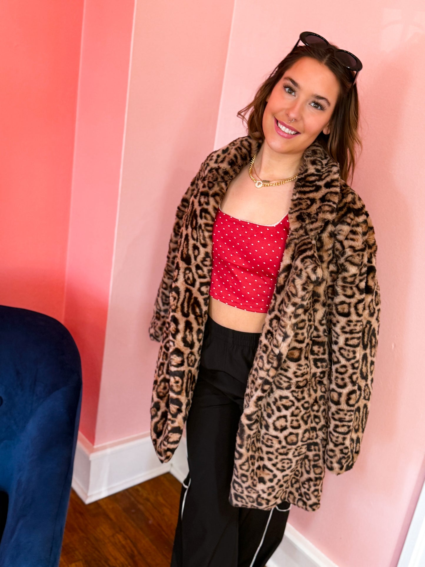 Midi Leopard Faux Fur Jacket