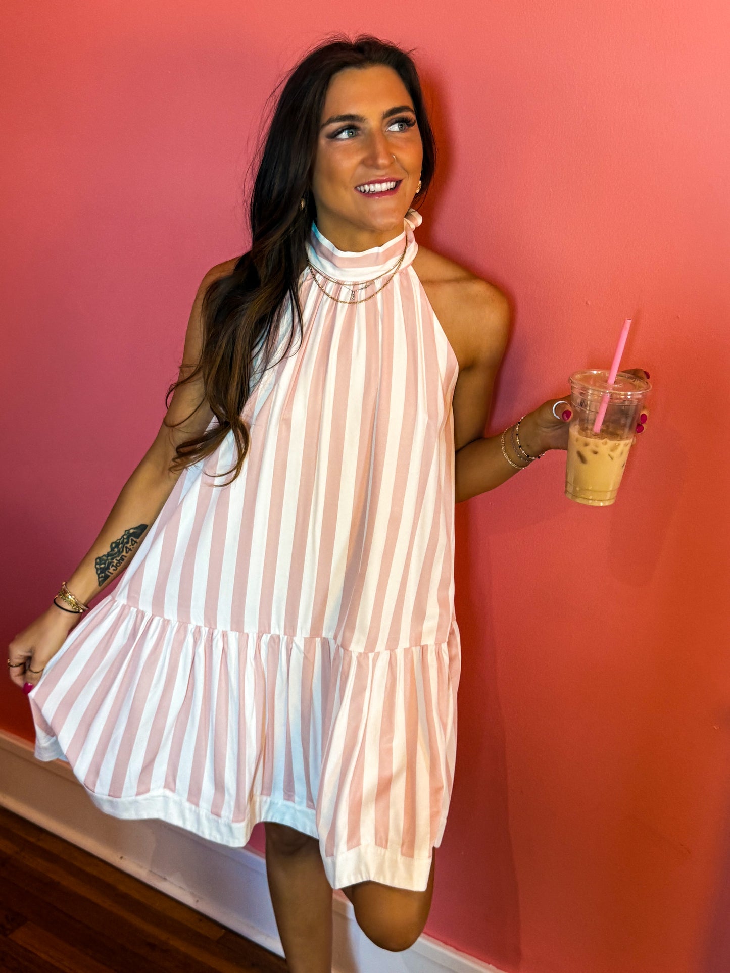 Azalea Pink Gatsby Scalloped Swing Dress