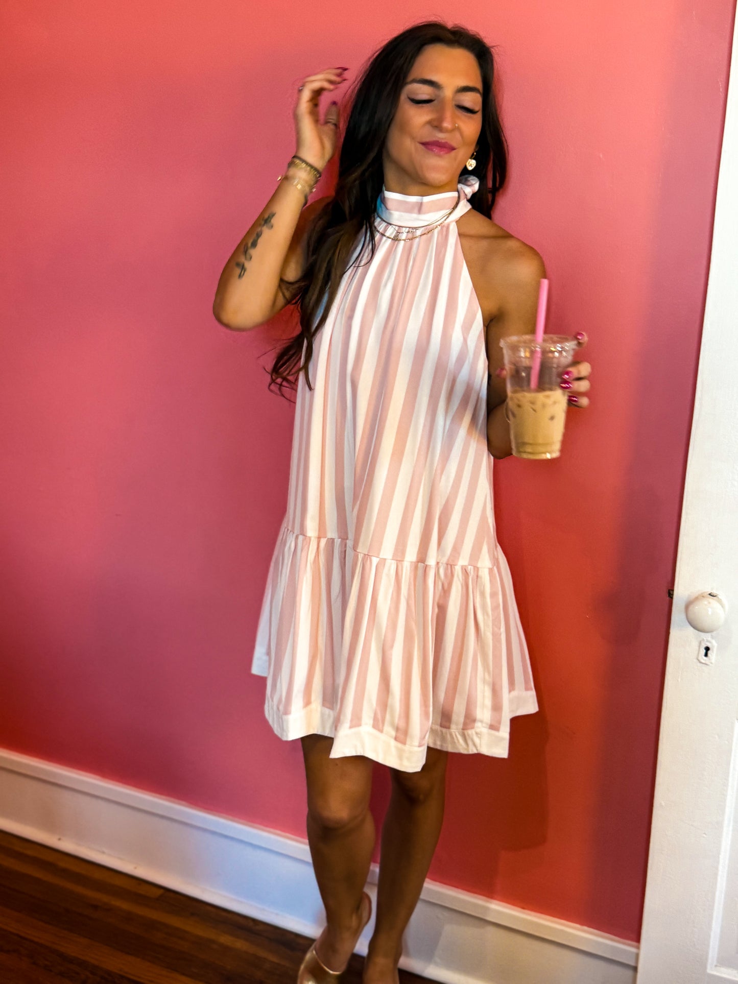 Azalea Pink Gatsby Scalloped Swing Dress