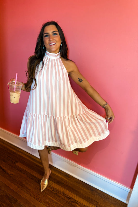 Azalea Pink Gatsby Scalloped Swing Dress