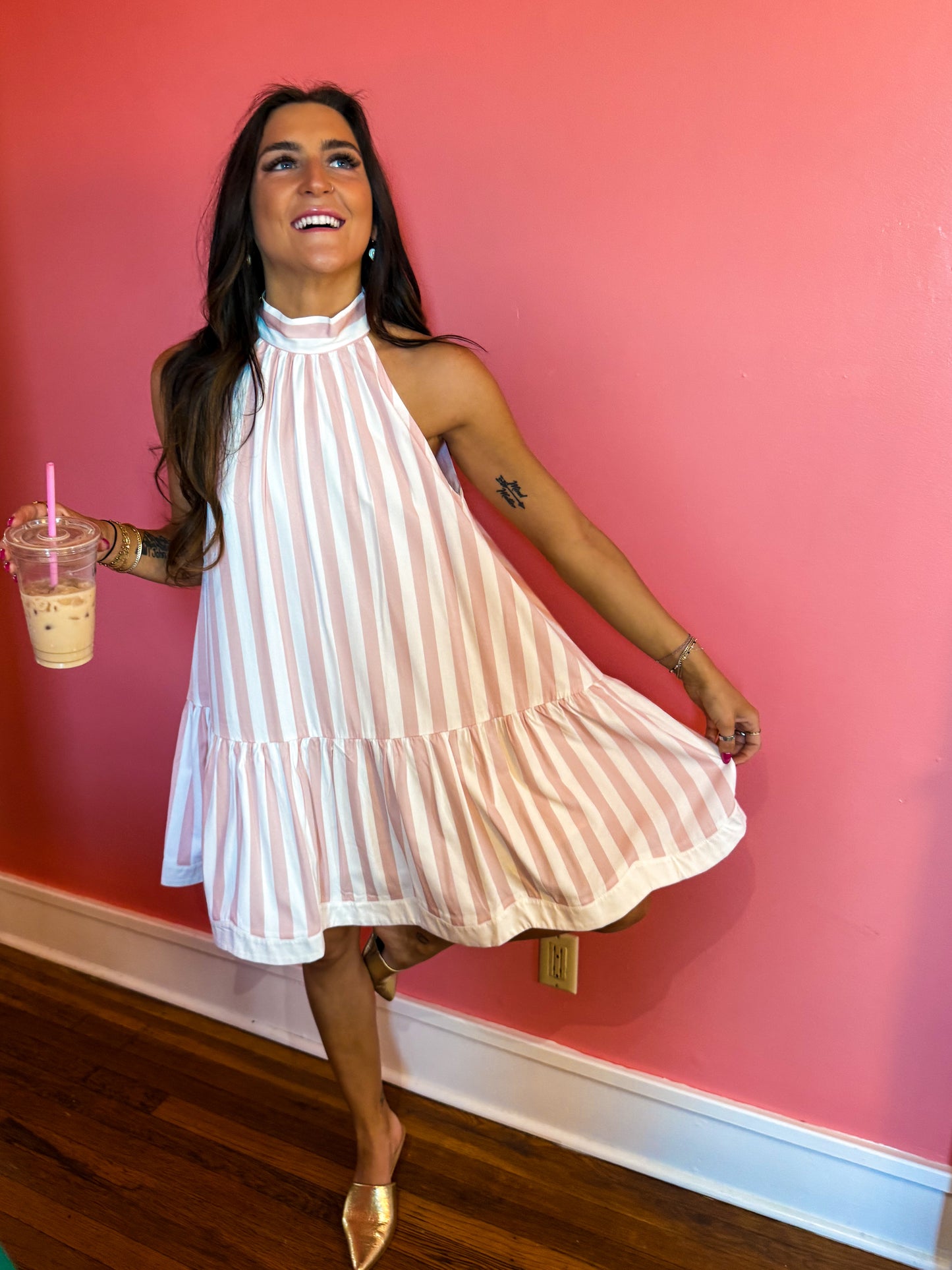 Azalea Pink Gatsby Scalloped Swing Dress