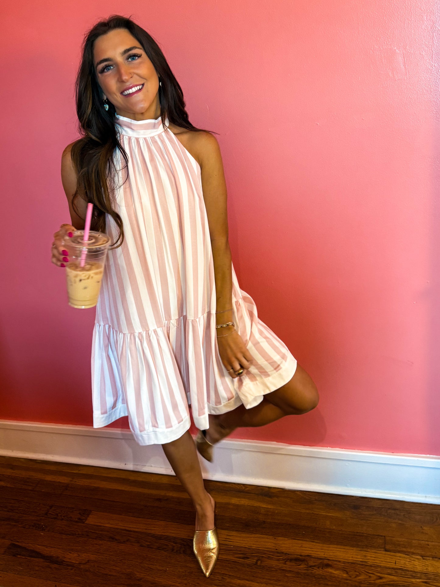 Azalea Pink Gatsby Scalloped Swing Dress