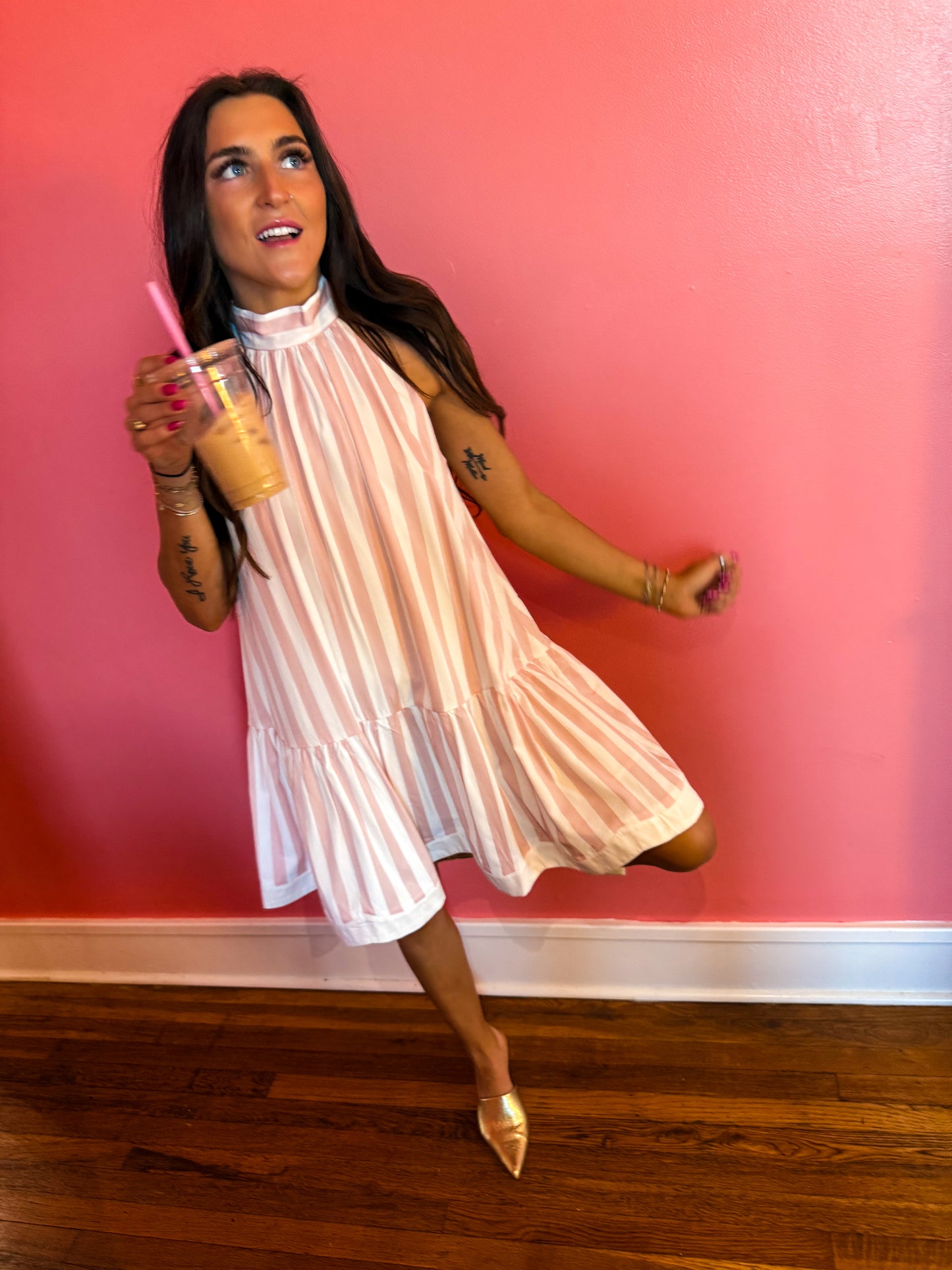 Azalea Pink Gatsby Scalloped Swing Dress