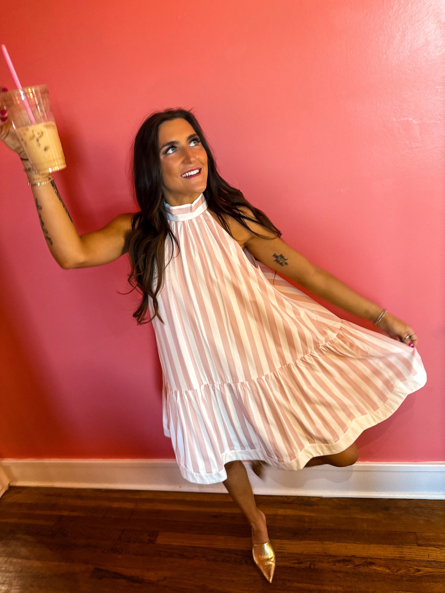 Azalea Pink Gatsby Scalloped Swing Dress