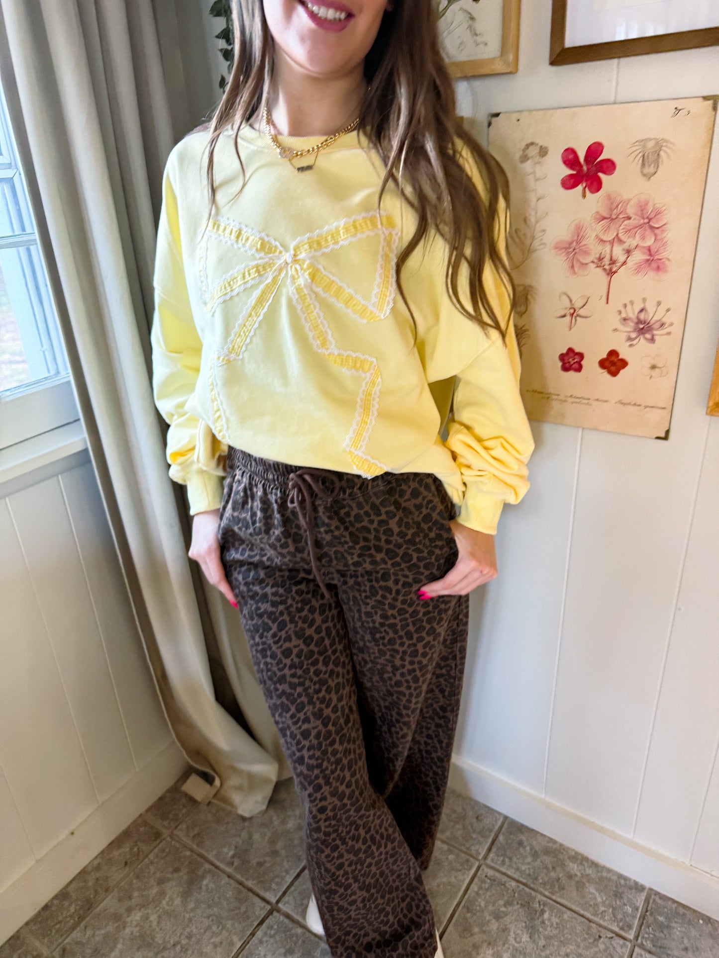 Butter Yellow Bow Sweatshirt