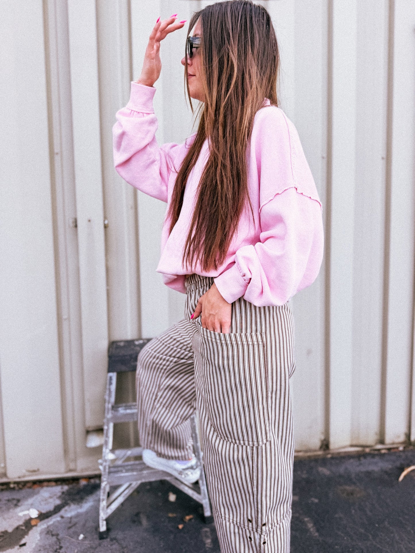 Brown Stripe Wide Leg Pants