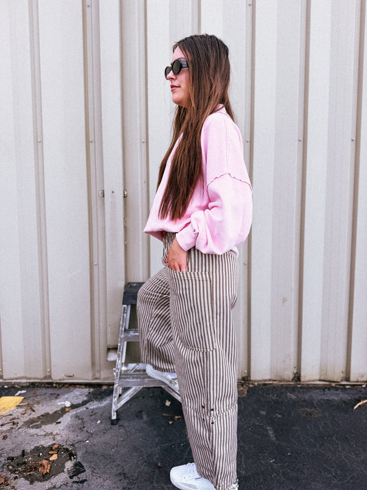 Brown Stripe Wide Leg Pants