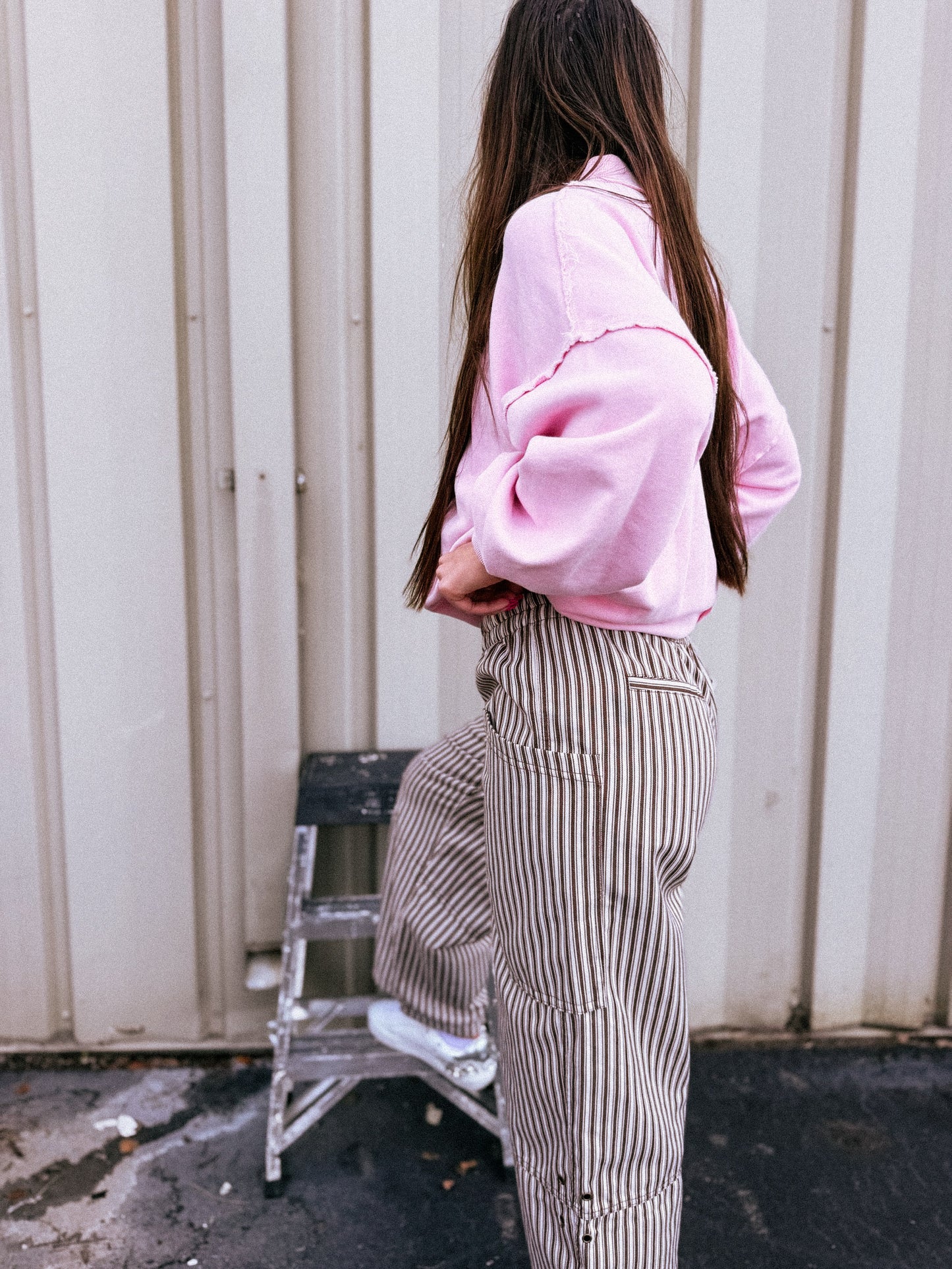 Brown Stripe Wide Leg Pants