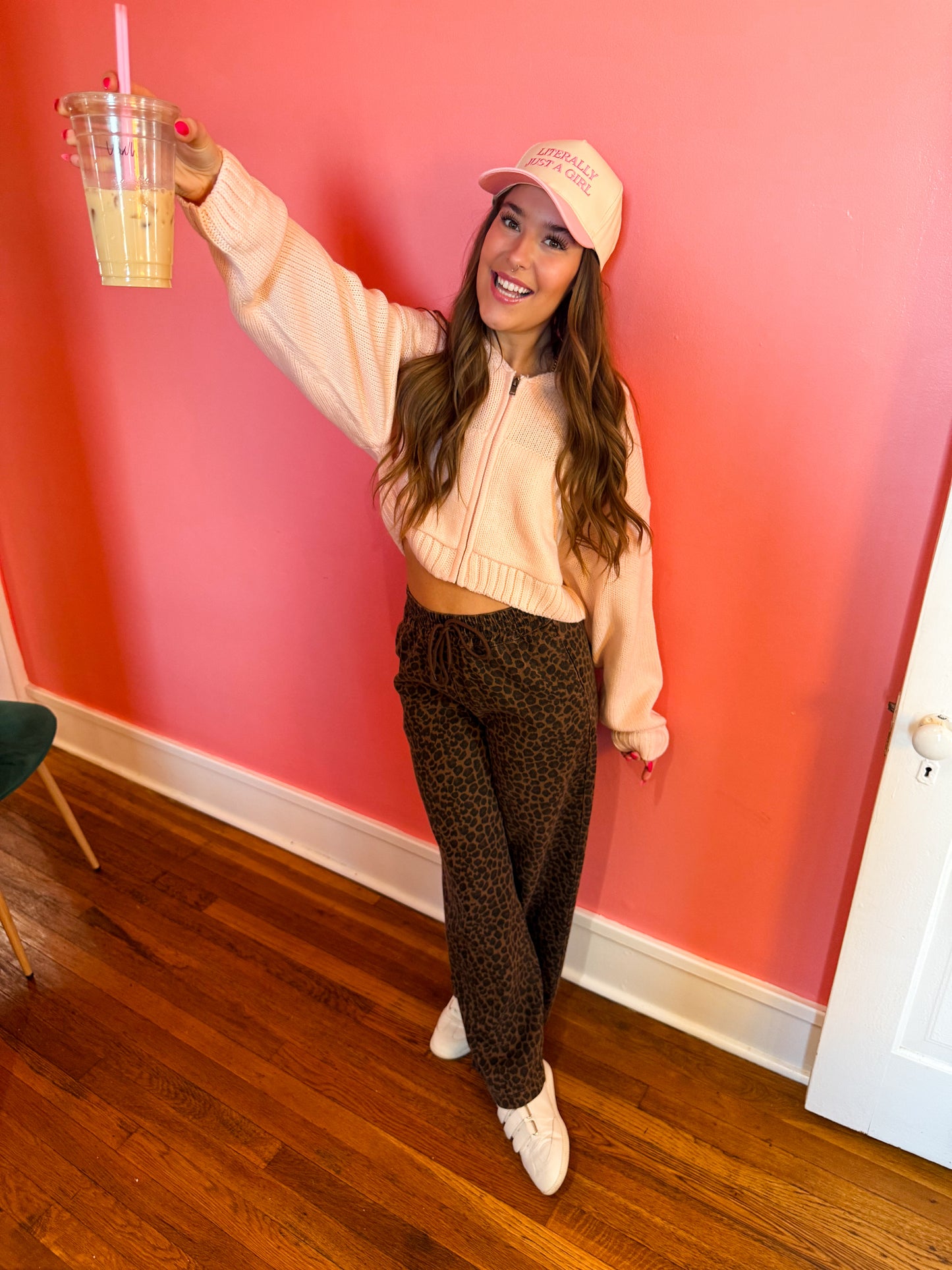 Pretty in Pink Knit Zip Up Hoodie Sweater