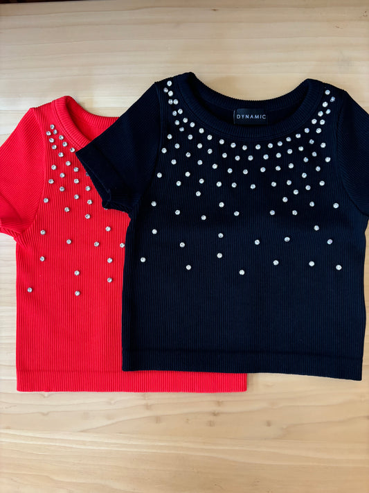 Rhinestone Short Sleeve Tees