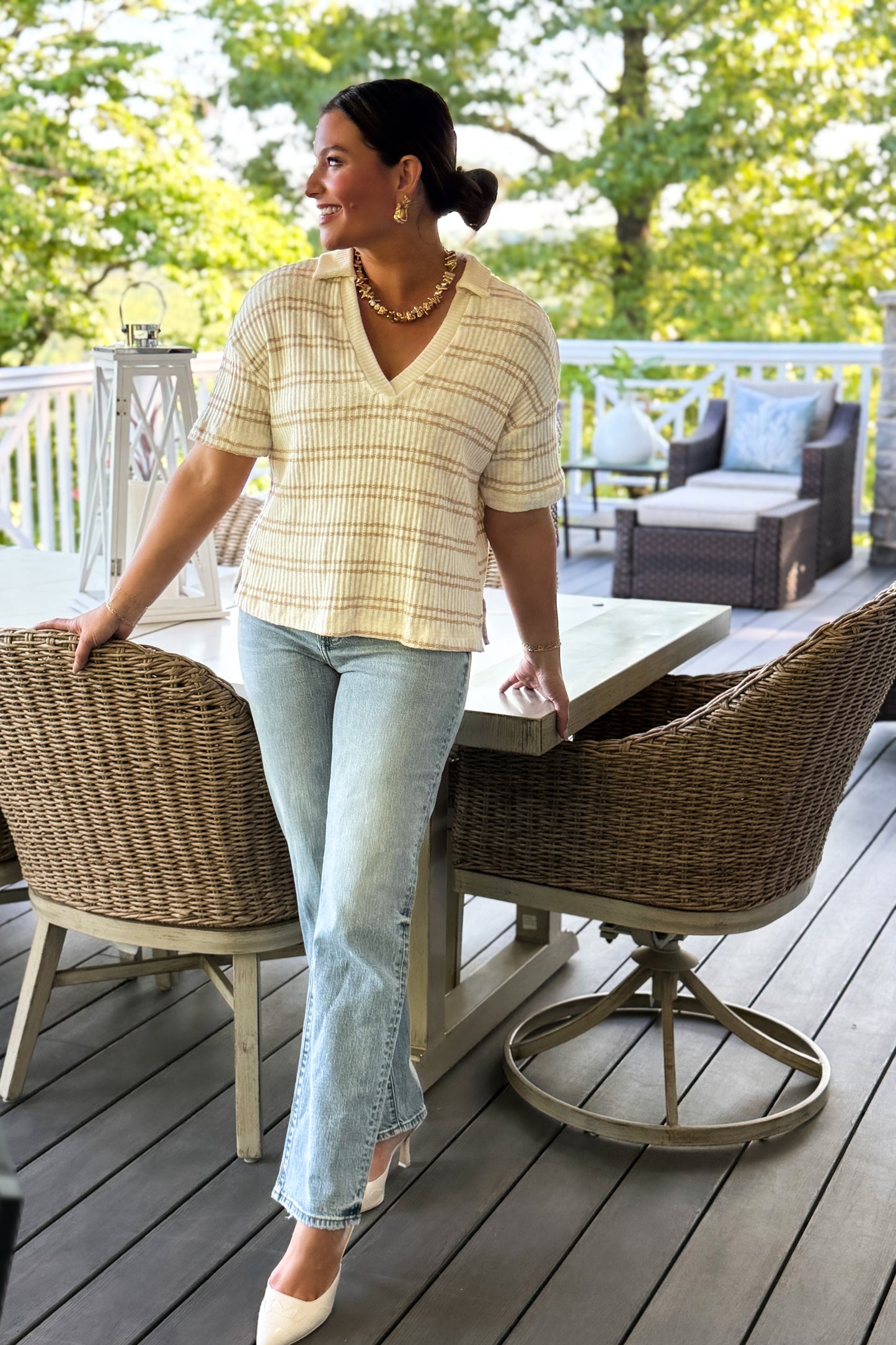 Desert Breeze Ribbed Stipe Polo