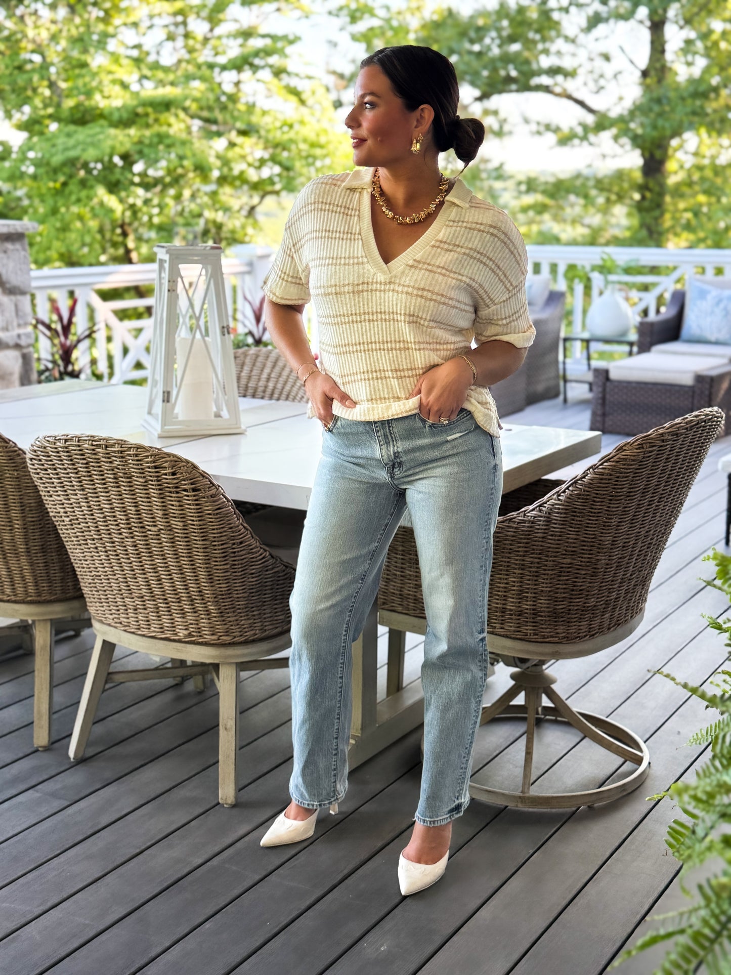 Desert Breeze Ribbed Stipe Polo