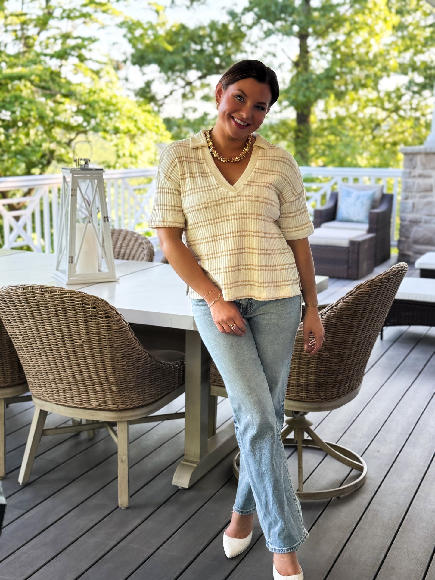 Desert Breeze Ribbed Stipe Polo