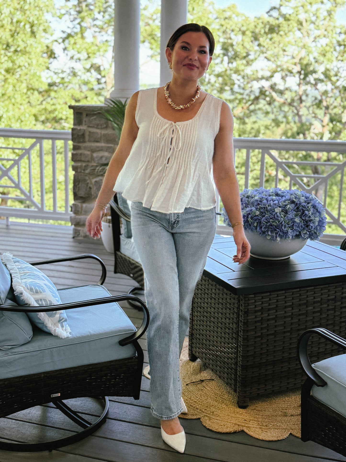 Whisper Pleated Tank in Oatmeal