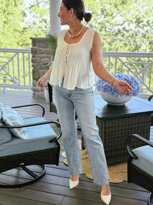 Whisper Pleated Tank in Oatmeal