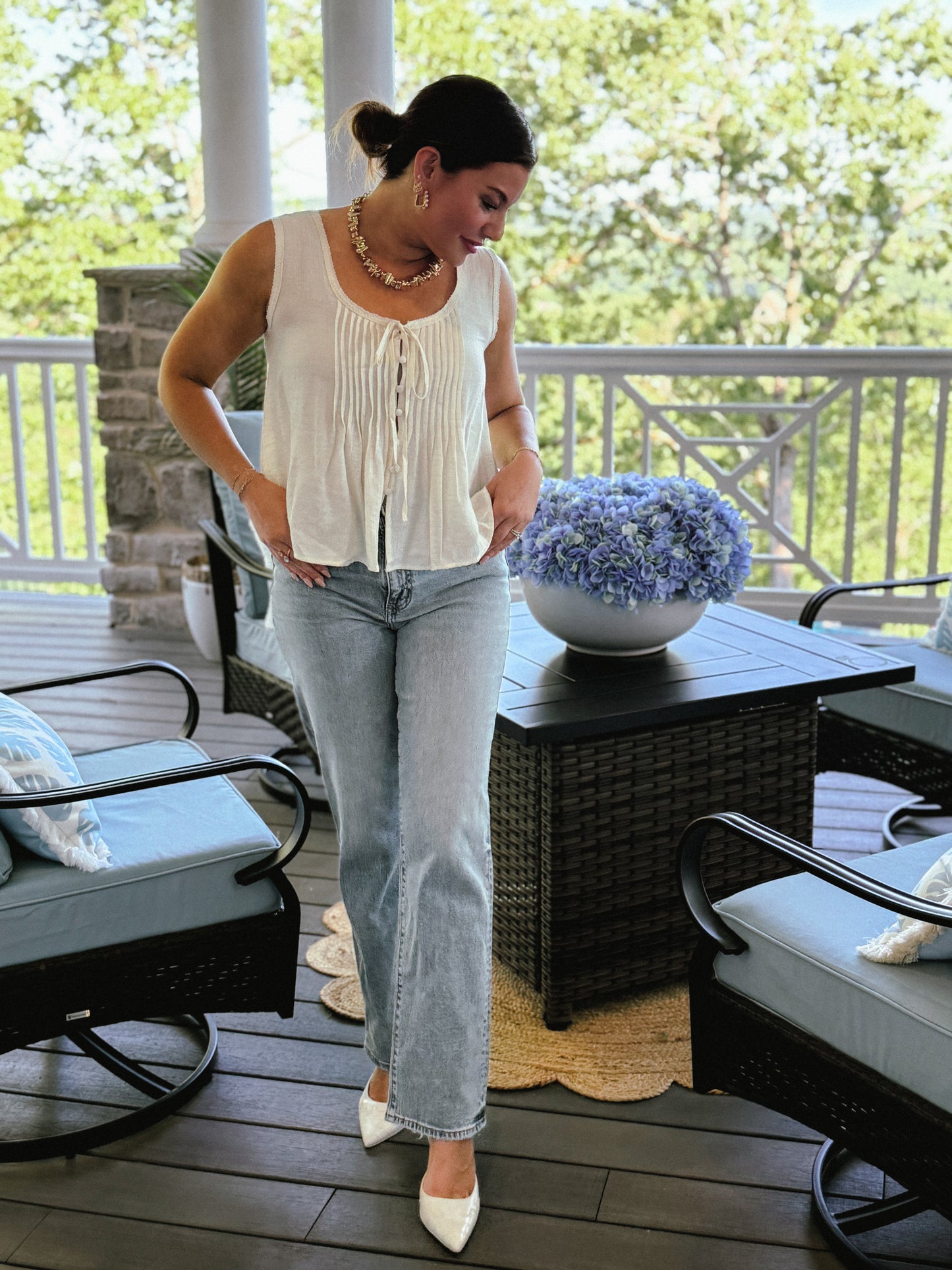 Whisper Pleated Tank in Oatmeal